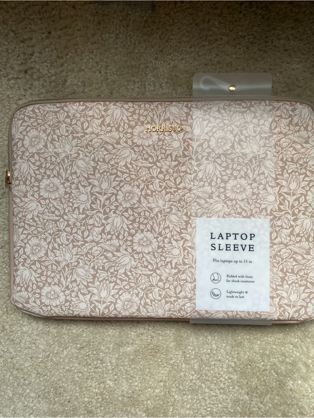Morris & Co Floral Laptop Sleeve in Dusty Pink